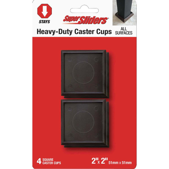 Super Sliders 2 In. Brown Square Furniture Leg Cup (4-Pack) 4653326SL