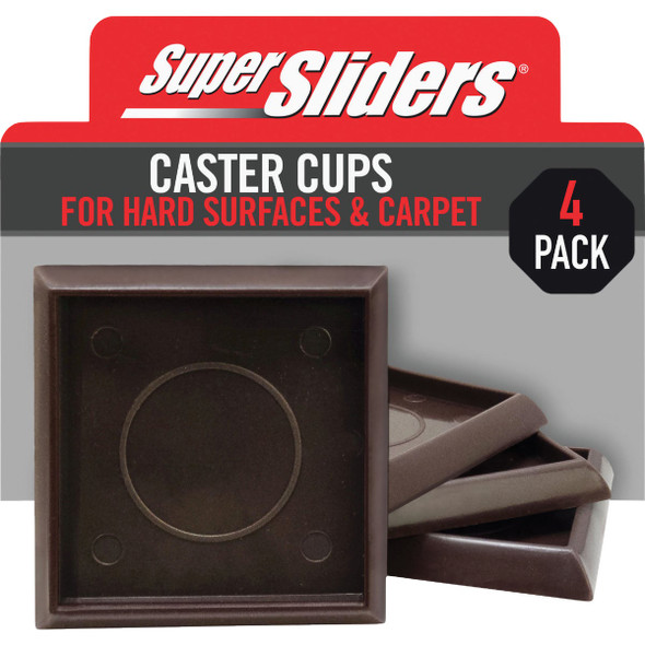 Super Sliders 2 In. Brown Square Furniture Leg Cup (4-Pack) 4707826SL