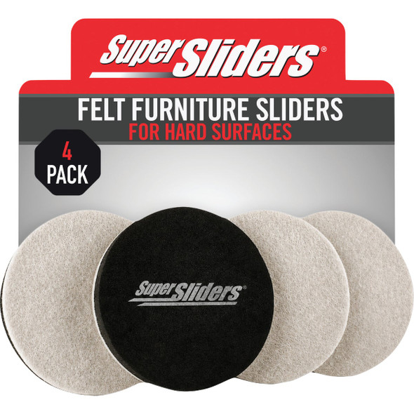 Super Sliders 5 In. Beige Round Felt Furniture Sliders (4-Pack) 4264226SL