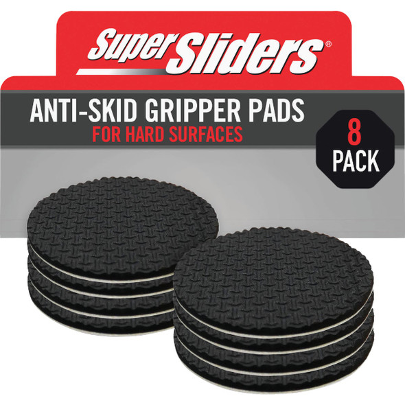 Super Sliders 1-1/2 In.  Anti-Skid Round Black Furniture Pad (8-Piece) 4738426SL