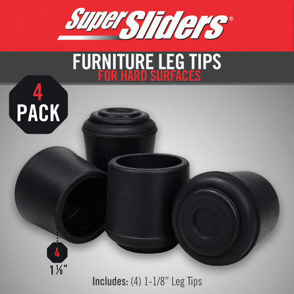 Super Sliders 1-1-8 In. Black Rubber Furniture Leg Tip (4-Pack) 4440721SL 214175