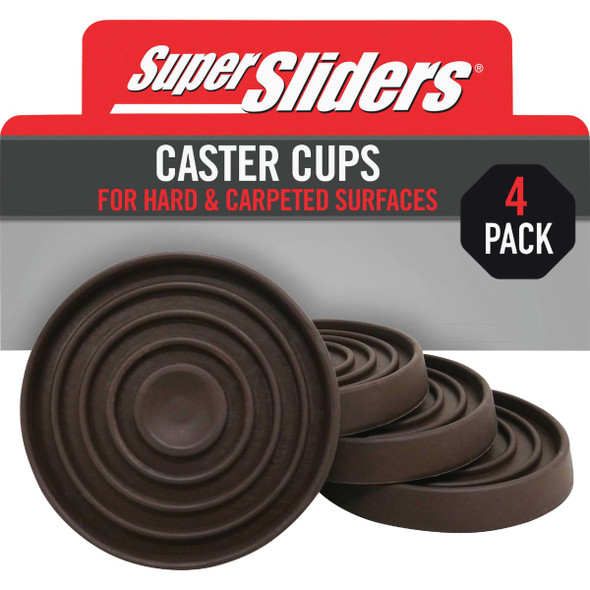 Super Sliders 1-3/4 In. Brown Round Furniture Leg Cup (4-Pack) 4263426SL