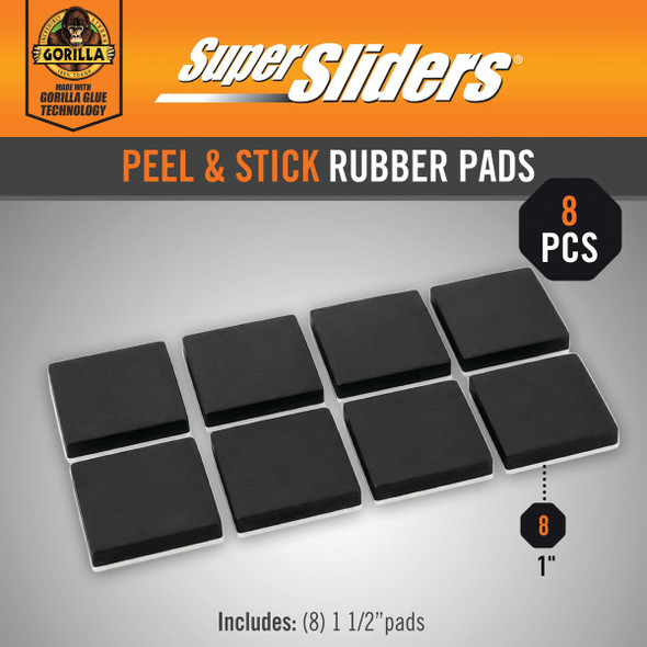 Gorilla Glue 8pc 1" Sq Rbbr Frnpad 4618824BG