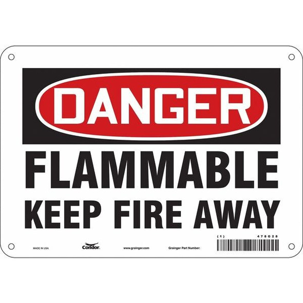 Danger Sign, 7 in H, 10 in W, Polyethylene, Vertical Rectangle, English, 478G28