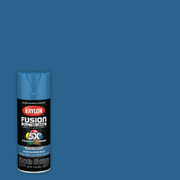Krylon Fusion All-In One 12 Oz. Satin Spray Paint, Harbor Blue K02940007