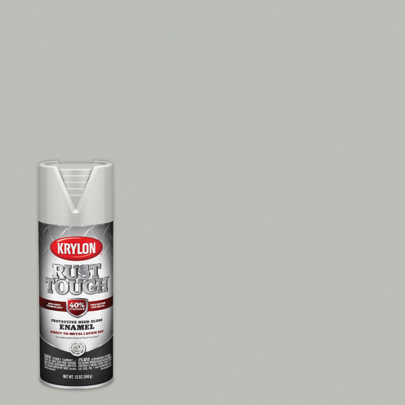 Krylon Rust Tough 12 Oz. Gloss Alkyd Enamel Spray Paint, Light Gray K09261008