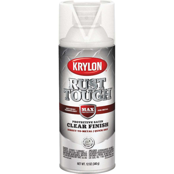 Krylon Rust Tough 12 Oz. Satin Alkyd Enamel Spray Paint, Clear K09272008