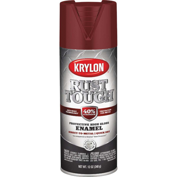 Krylon Rust Tough 12 Oz. Gloss Alkyd Enamel Spray Paint, Burgundy K09221008