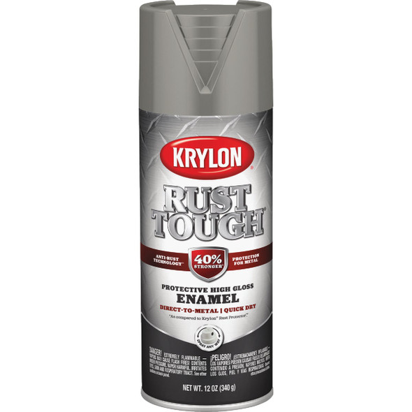 Krylon Rust Tough 12 Oz. Gloss Alkyd Enamel Spray Paint, Classic Gray K09262008