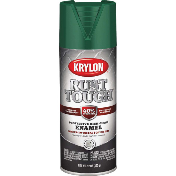 Krylon Rust Tough 12 Oz. Gloss Alkyd Enamel Spray Paint, Forest Green K09215008