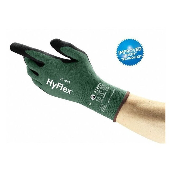 Ansell Knit Gloves, DGX Palm, Knitwrist, Green, 1 PR 11-842