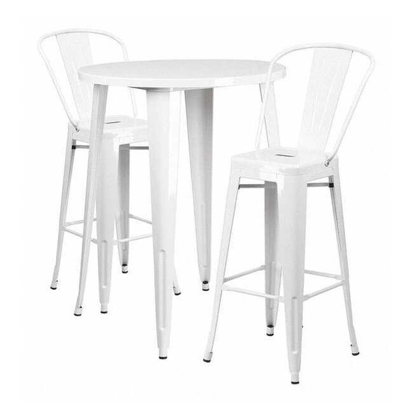 Round 30" W, 30" L, 41" H, Metal, White