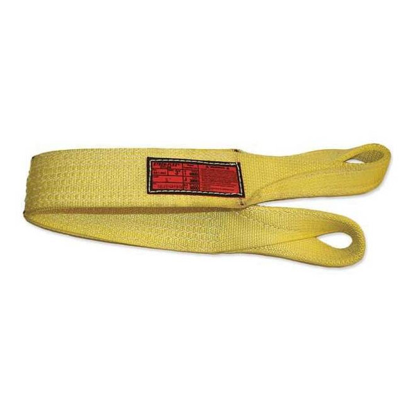 Synthetic Web Sling, Type 4, 8 ft L, 3 in W, Nylon, Yellow