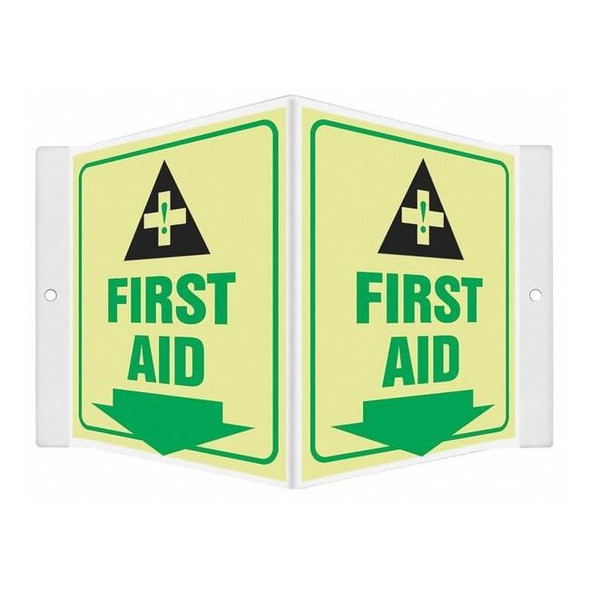Condor FIRST AID, 8 1/2 in W x 6 in H, V-Shape Projection, PETG, 480Y32 480Y32