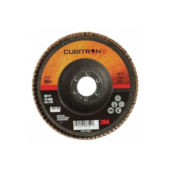 3m Cubitron Flap Disc,5 in Dia, 7/8 in Arbor,80 Grit 7000148201