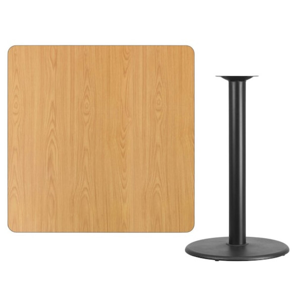 Square Natural Laminate Table, Laminate Top, Wood Grain  XU-NATTB-4242-TR24B-GG