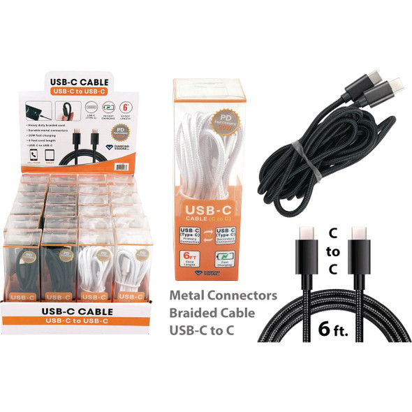 Diamond Visions 6 Ft. USB-C to USB-C Charging & Sync Cable 01-4063 Pack of 24