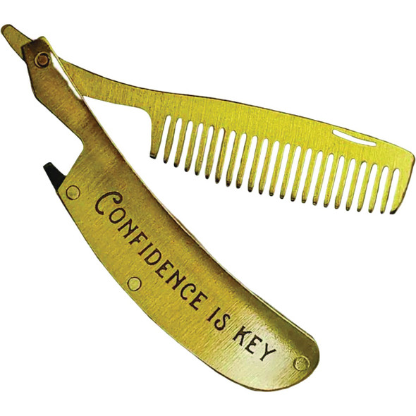 Lucky Jack Brass Plated Folding Beard Comb TL-0021