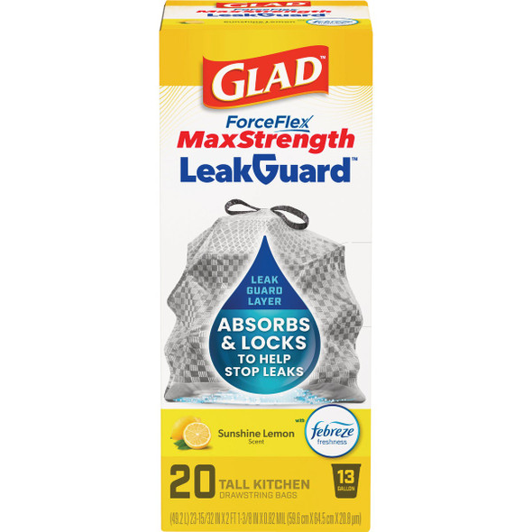 Glad ForceFlex MaxStrength 20ct 13g Lemn Ktchn Bag 22637