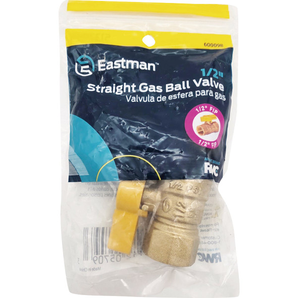Eastman 1-2 In. FIP x 1-2 In. FIP Forged Brass Straight Gas Shutoff Valve 60009B 478030