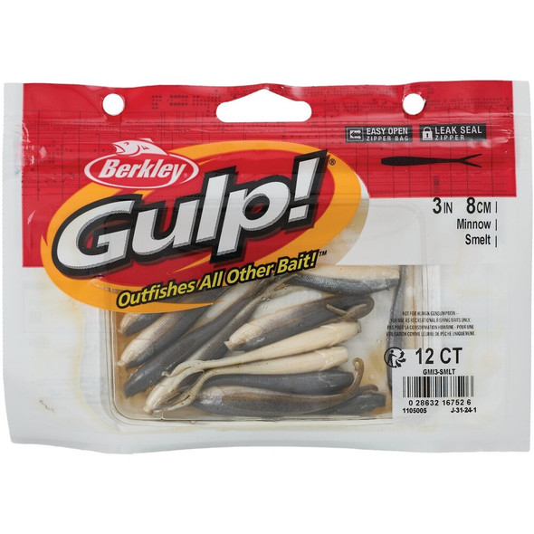 Berkley Gulp! 3 In. Smelt Minnow (12-Pack) GMI3-SMLT 761243