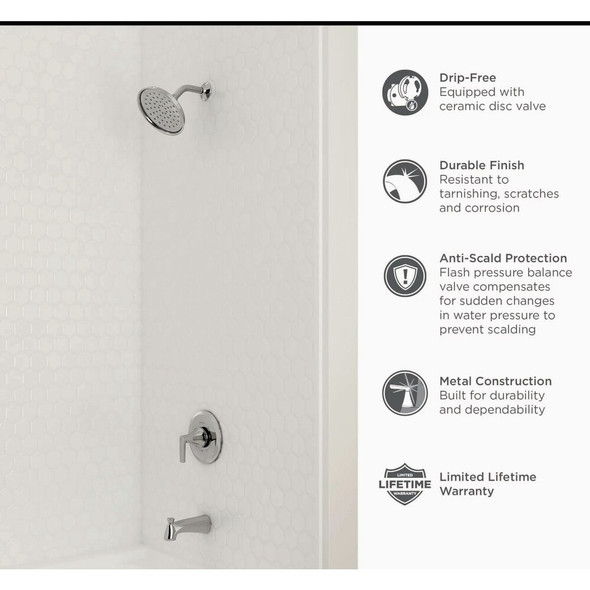 American Standard Becklow Chrome Single-Handle Lever Tub & Shower Faucet 7429508.002 414926