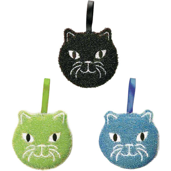 Kikkerland 4.3 In. x 2.5 In. Cat Scrub Sponge (3-Pack) CU280