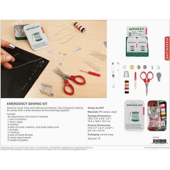Kikkerland 40-Piece Travel Sewing Kit CD134 Pack of 12 641632