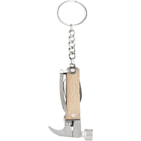 Kikkerland 7-In-1 Wood Mini Hammer Multi-Tool with Keyring KR13-W 648256
