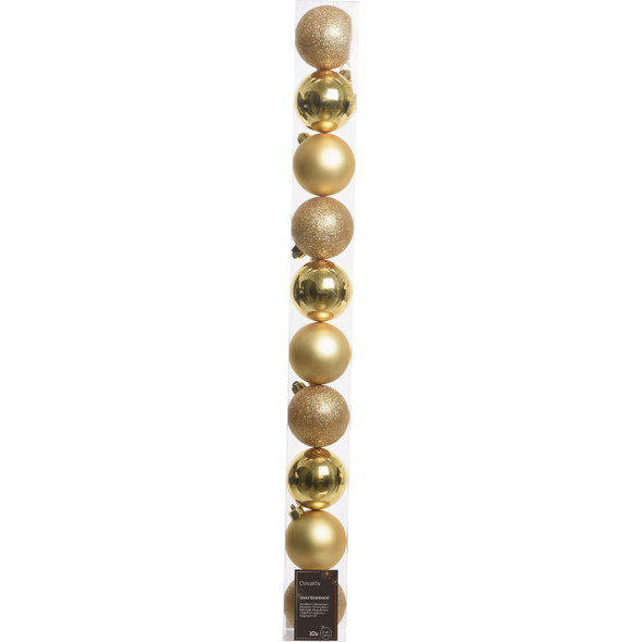 Holiday Wonderland 2.4 In. Shatterproof Gold Bauble Christmas Ornament (10-Pack)