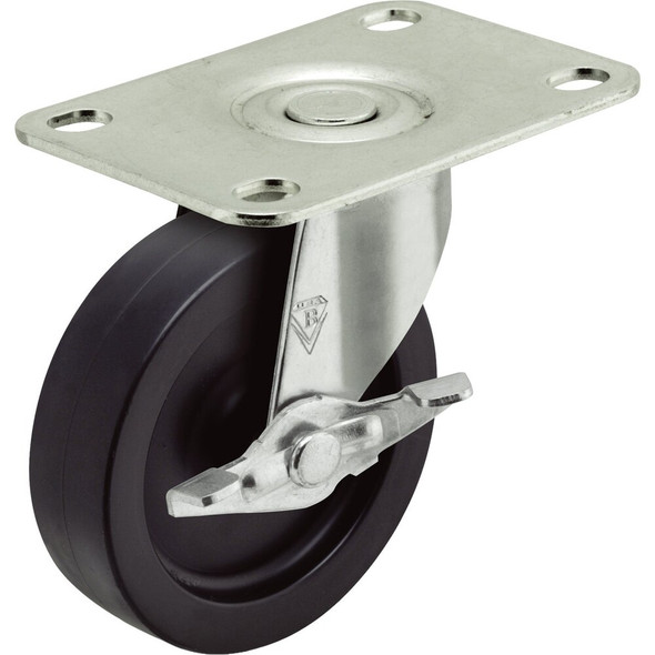 Colson 2 In. Black Polypropylene Swivel Plate Caster with Locking Brake 82231 259475
