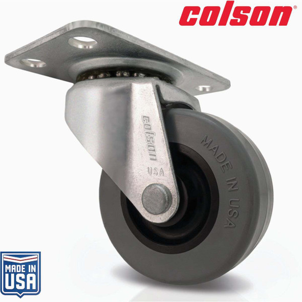 Colson 2 In. Gray TPR Swivel Plate Caster 82241