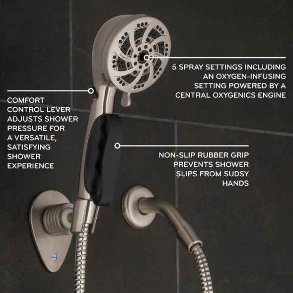 Oxygenics CareSpa 5-Spray 1.8 GPM Handheld Showerhead, Brushed Nickel 92428 400684