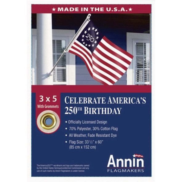 Annin 3 Ft. x 5 Ft. Polycotton America 250 Betsy Ross Flag 172852