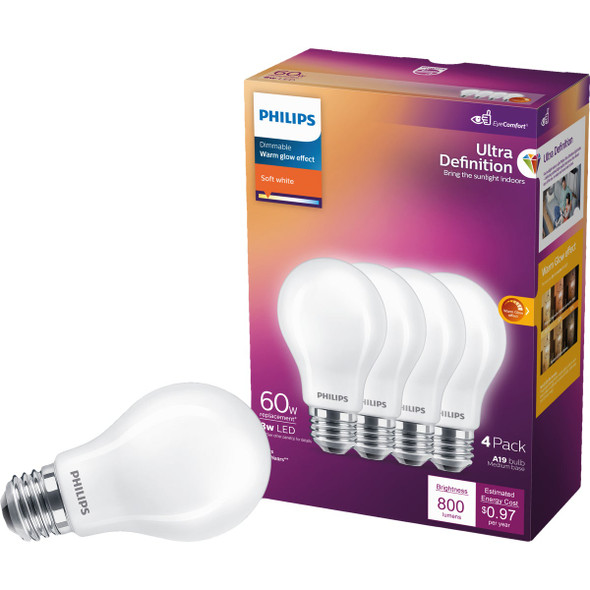 Philips 4pk 8w Sw A19 Led Bulb 576116