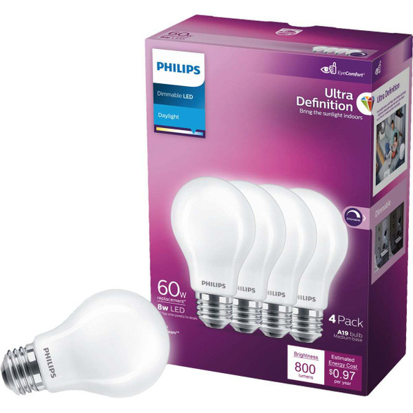 Philips 4pk 8w Dl A19 Led Bulb 576132
