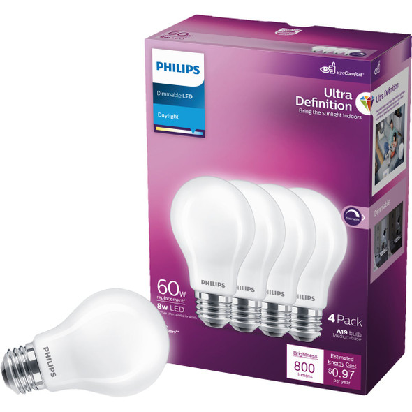 Philips 4pk 8w Dl A19 Led Bulb 576132