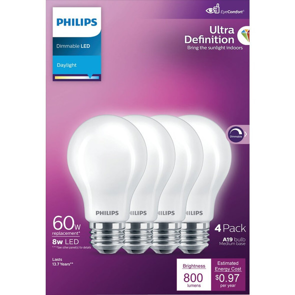 Philips 4pk 8w Dl A19 Led Bulb 576132 565163