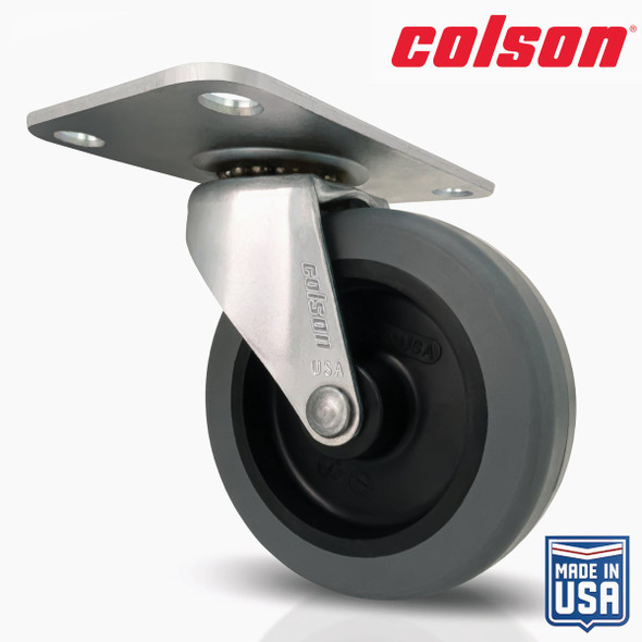 Colson 3 In. Gray TPR Swivel Plate Caster 82251