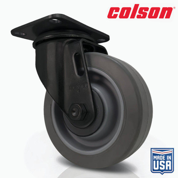 Colson 4 In. Gray TPR & Black Swivel Plate Caster 82255