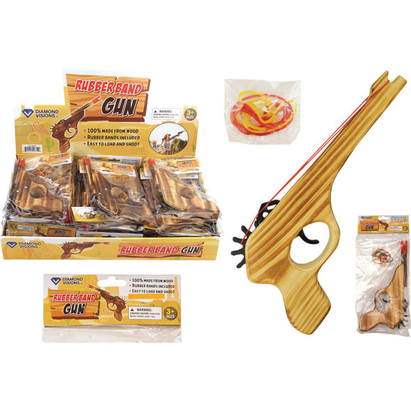 Diamond Visions Wooden Rubber Band Gun TM-0858 Pack of 24