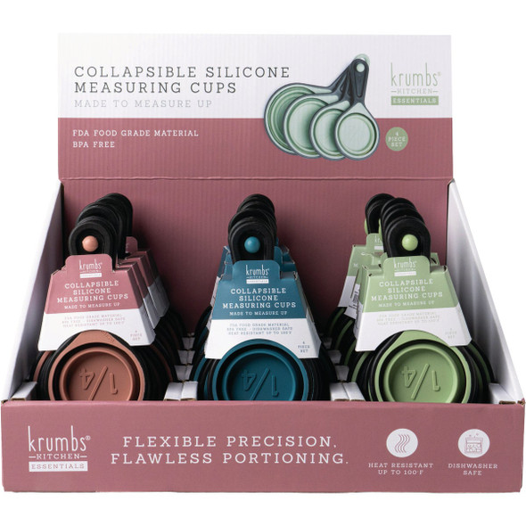 Krumbs Kitchen Silicone Collapsible Measuring Cup Set (4-Piece) Pack of 12