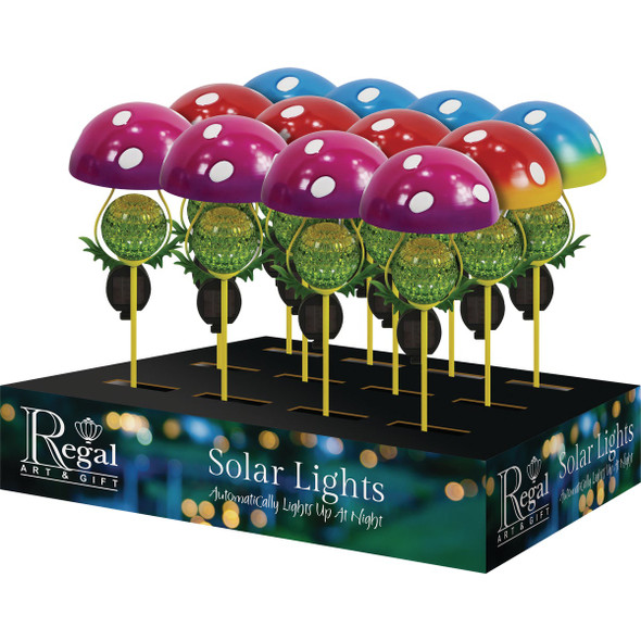 Regal Art & Gift Mushroom Solar Stake Assortment (12-Piece) 80567
