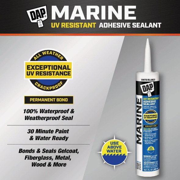 DAP 10.1 Oz. White UV Resistant Marine Adhesive Sealant 7079800770 777588