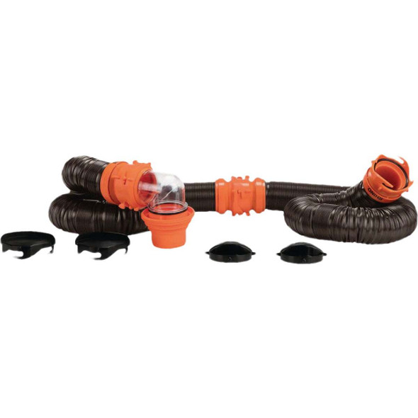 Camco RhinoFLEX 20 Ft. Sewer Hose Kit with 4-in-1 Adapter 39741