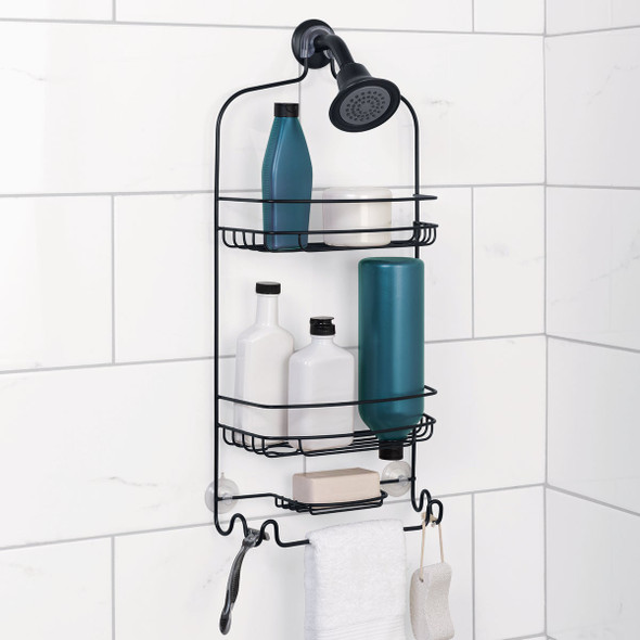 Zenna Home 11 In. x 24 In. Hanging Shower Caddy, Matte Black 7542BK 605382