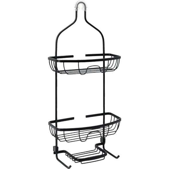 Zenna Home 11 In. x 24 In. Rustproof Hanging Shower Caddy, Matte Black 7418ALBKL