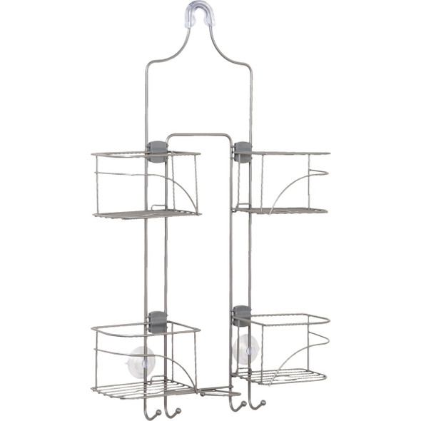 Zenna Home 10-1/4 In. x 24-3/4 In. Satin Nickel Expandable Hanging Shower Caddy