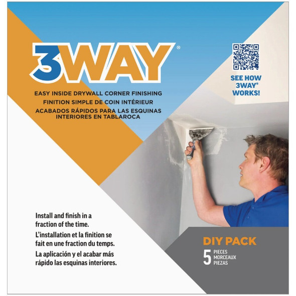 3Way Easy Prefabricated Inside Drywall Corner (5-Pack) 3Way05 129765
