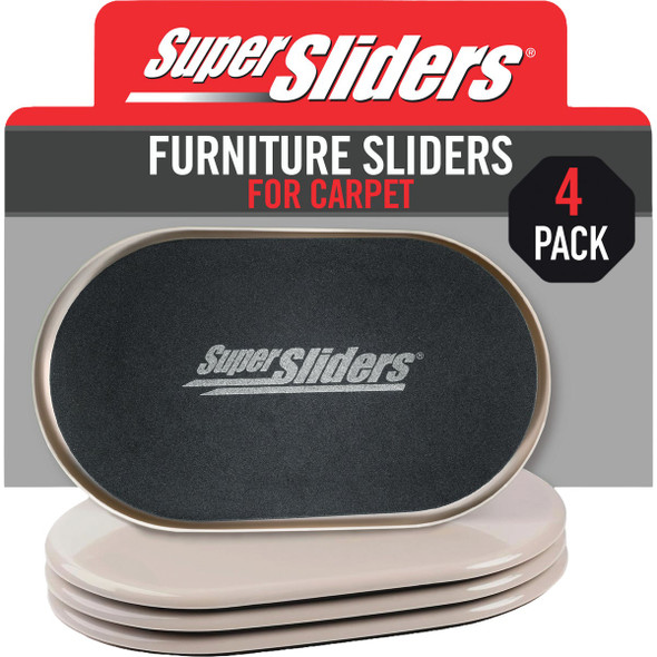 Super Sliders 5-3/4 In. x 9-1/2 In. Beige Oval Hard Furniture Glides (4-Pack)